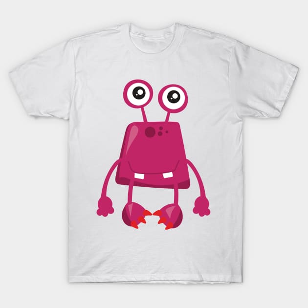 Cute Monster, Pink Monster, Funny Monster, Silly T-Shirt by Jelena Dunčević